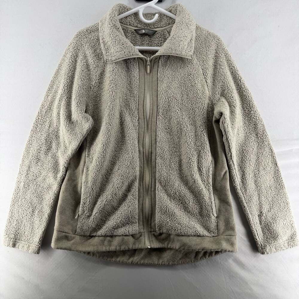 1508 The North Face Fleece Jacket Size L/G Grey Beige Zip